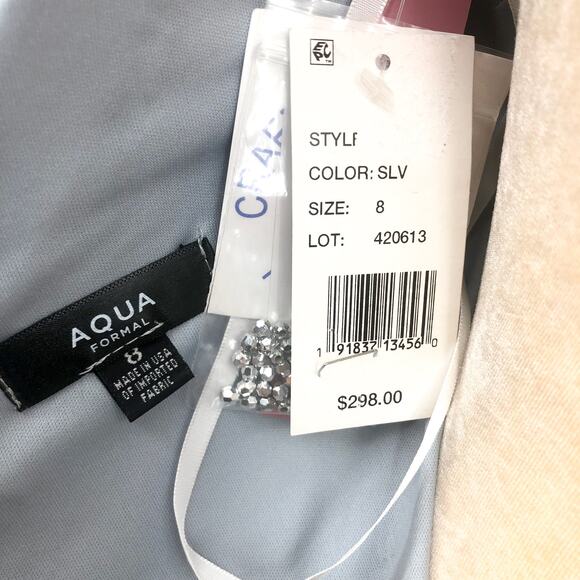 AQUA FORMAL Women's Embellished Column Gown Size 8 Silver Sleeveless NWT FLAW - Picture 13 of 16